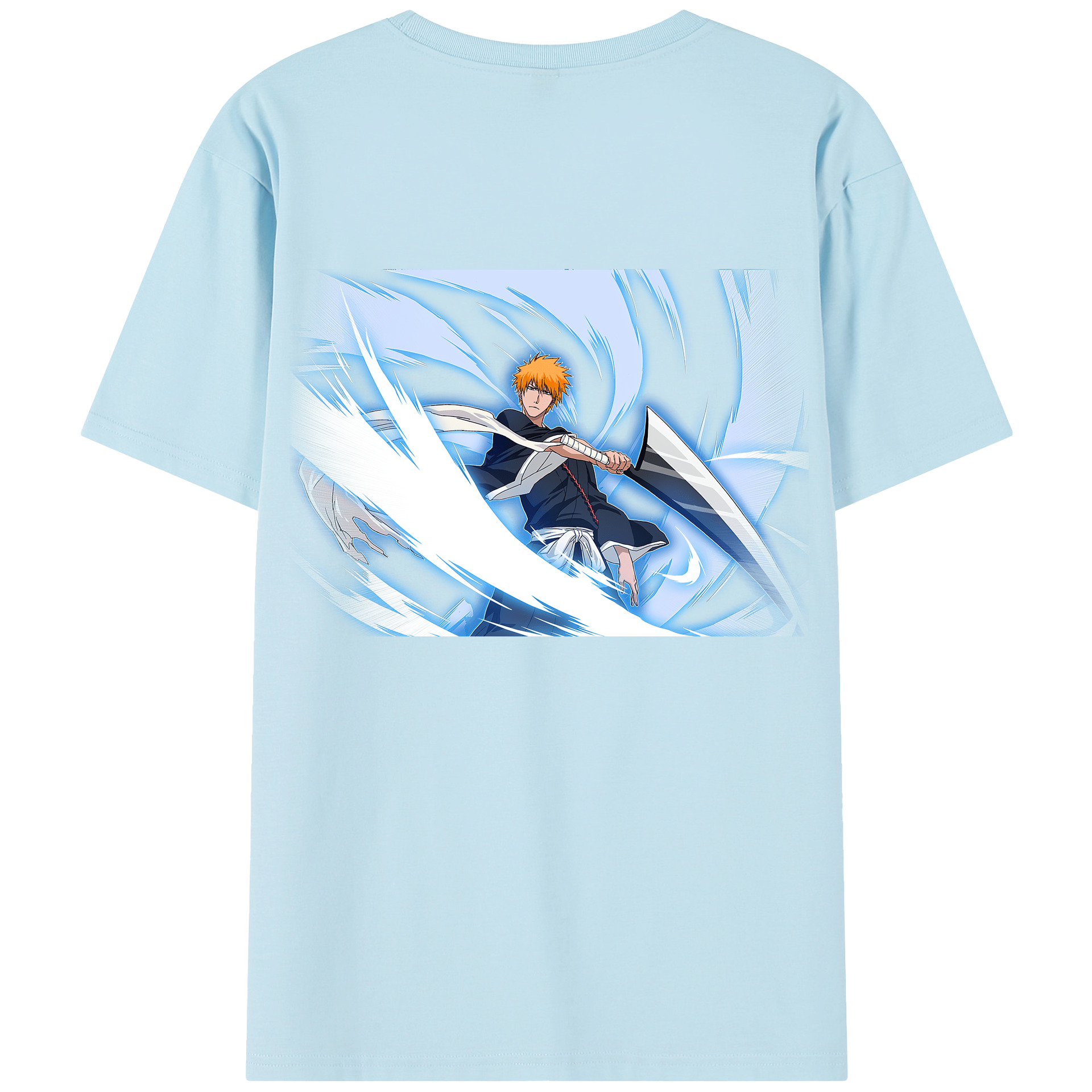 （画像用） ブリーチ 黒崎一護（くろさき いちご）BLEACH Kurosaki Ichigo 綿100％半袖Tシャツ（背面プリント）